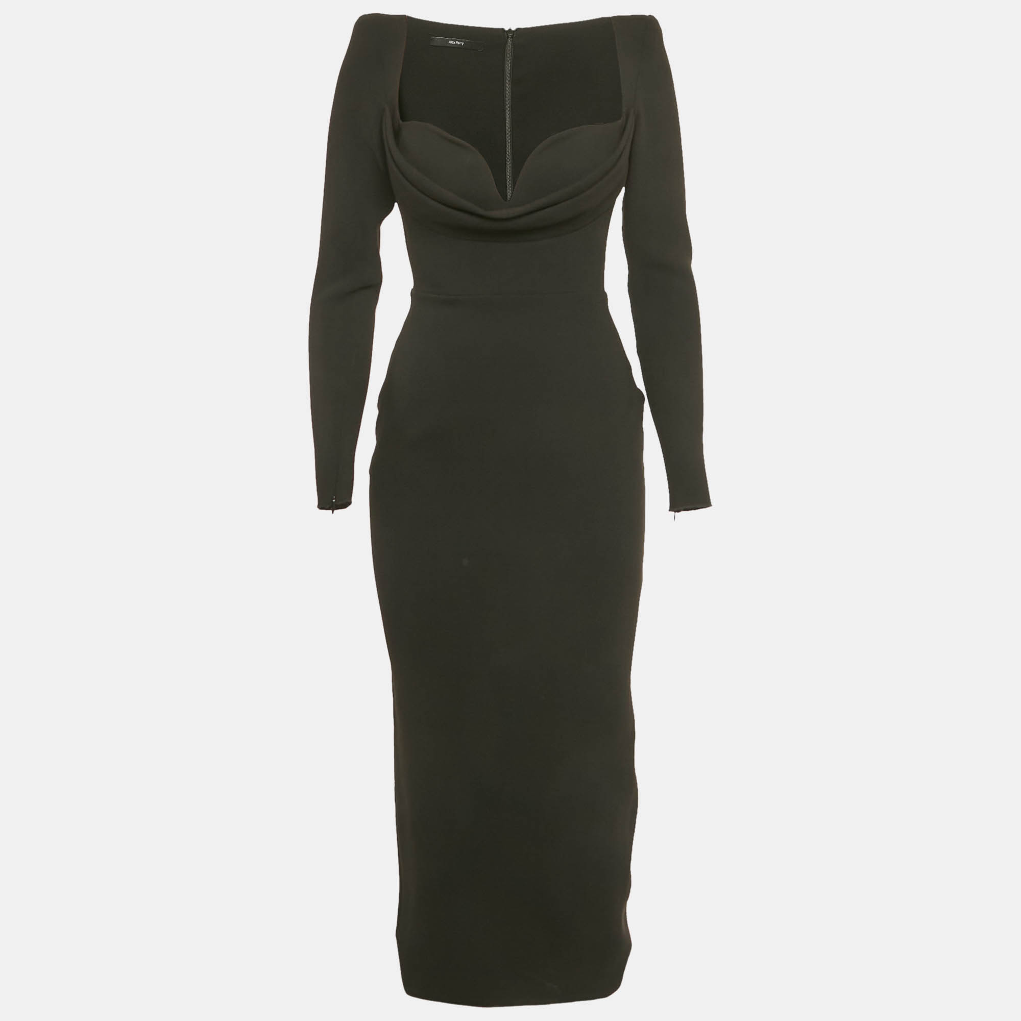 Pre-owned Alex Perry Black Crepe Corin Midi Dress S