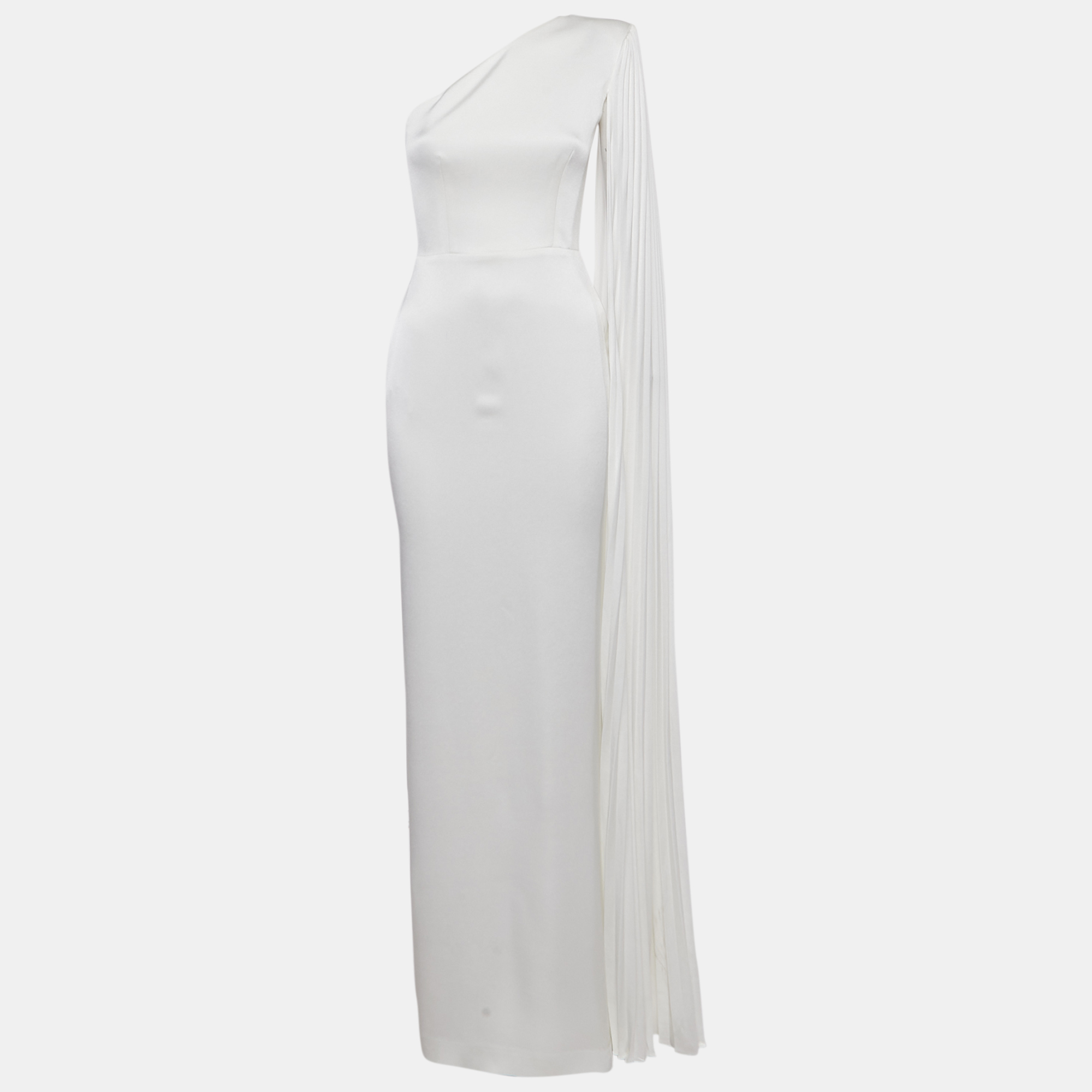 Click to view more detailed imagery on our partner's website Pre-owned Alex Perry White Crepe One Shoulder Drape Detail Gown S