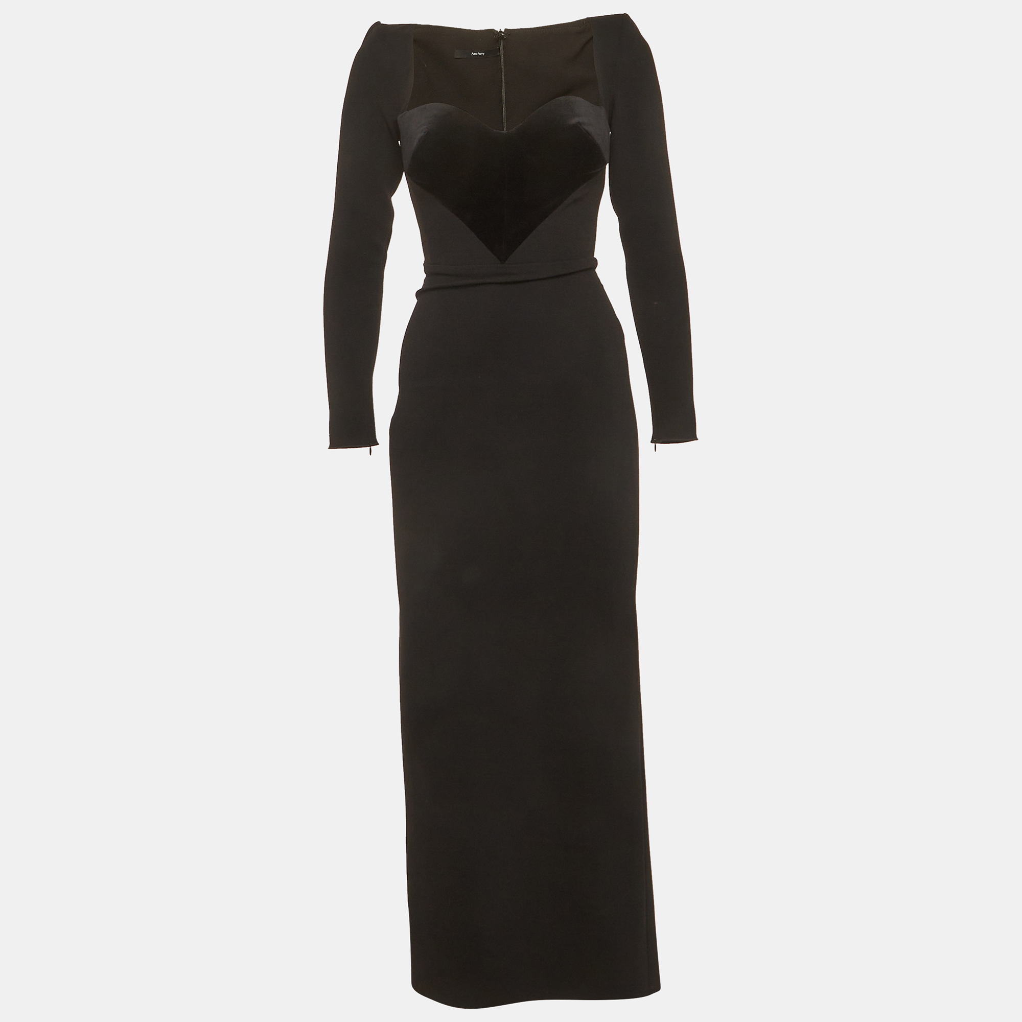 

Alex Perry Black Stretch Crepe Lyndon Long-Sleeve Midi Dress XS