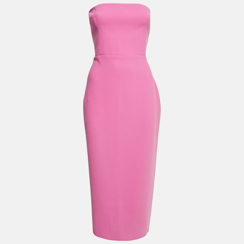 Pre-owned Alex Perry Pink Stretch Crepe Strapless Midi Dress L