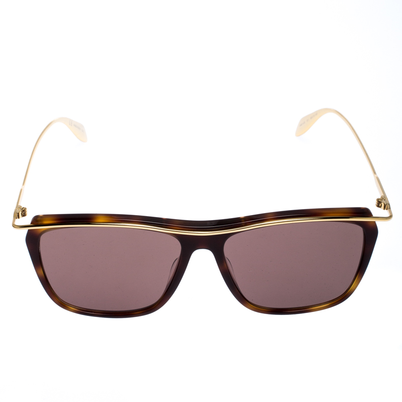 

Alexander McQueen Gold/Brown Tortoise Smoke AM0143 Sunglasses