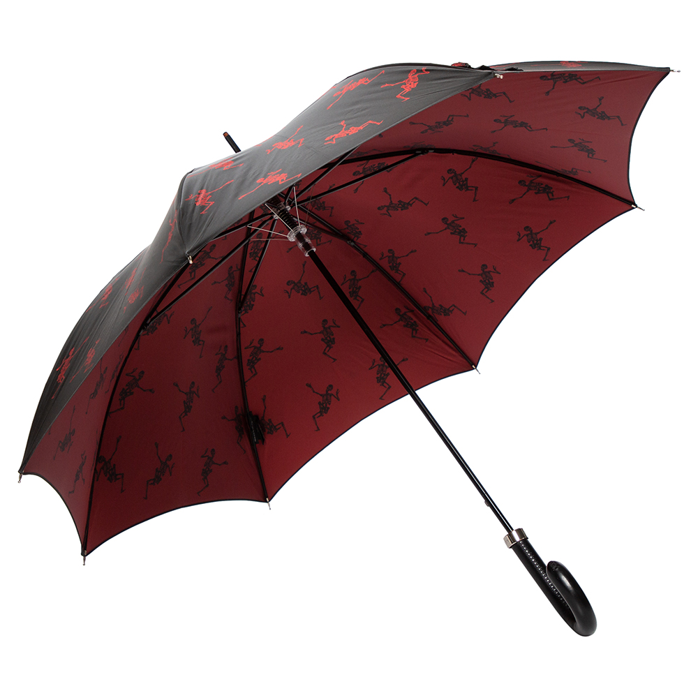 

Alexander McQueen Black Dancing Skeleton Print Long Umbrella