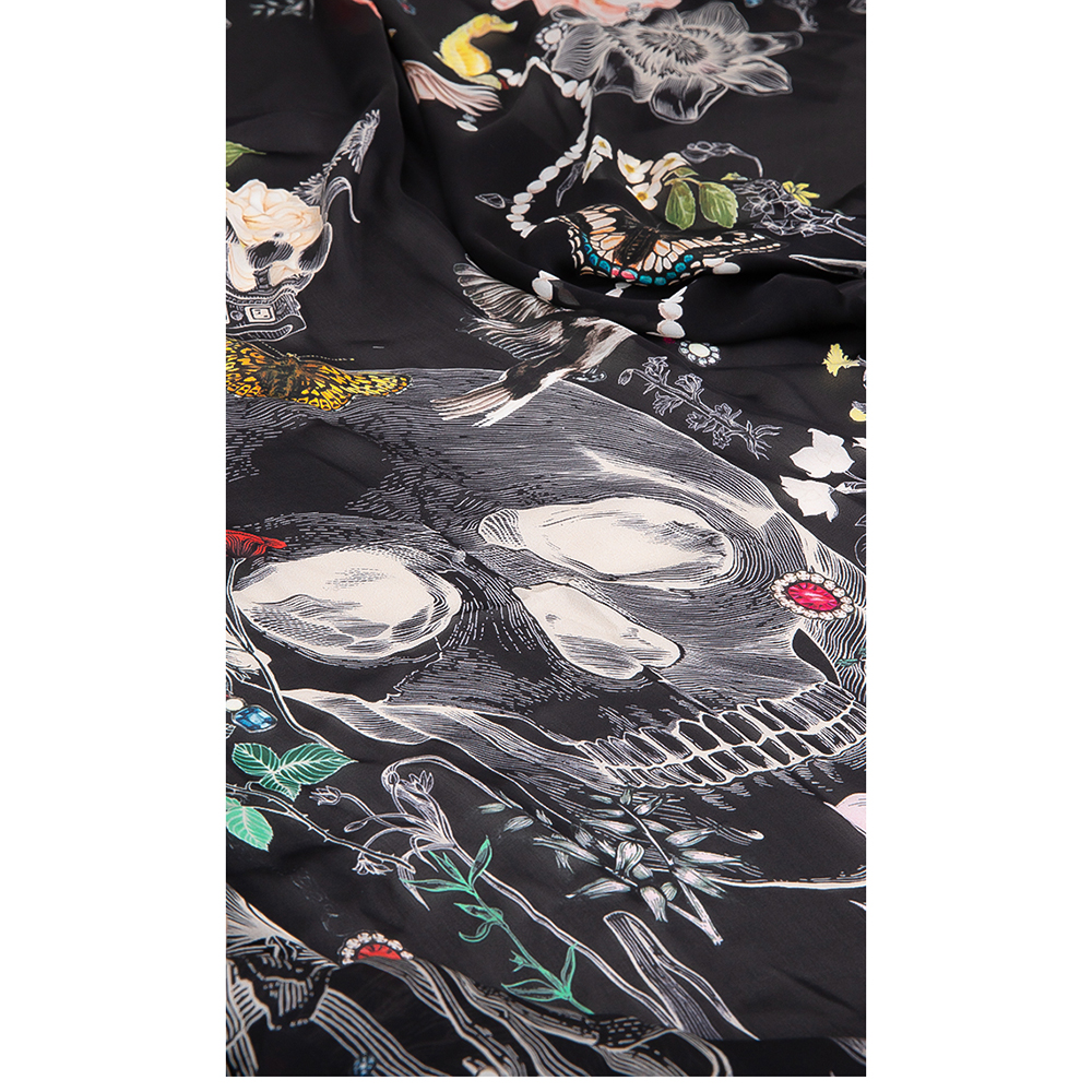 

Alexander McQueen Black Silk Skull Print Scarf