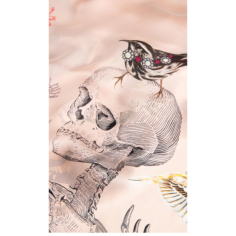 

Alexander McQueen Pink Silk Skull Print Scarf