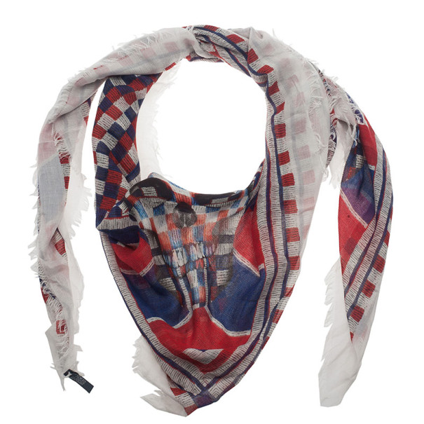 مملوكة مسبقًا Alexander McQueen Check Skull Square Scarf