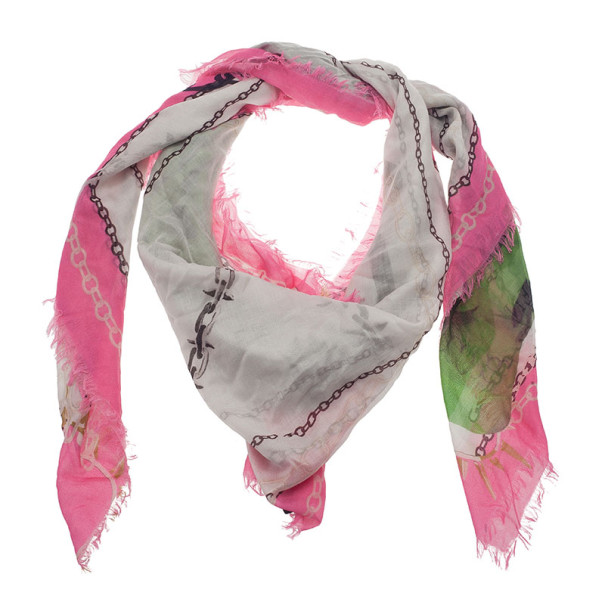 Pre Owned Alexander McQueen Panther Skull and Chain Print Square Scarf