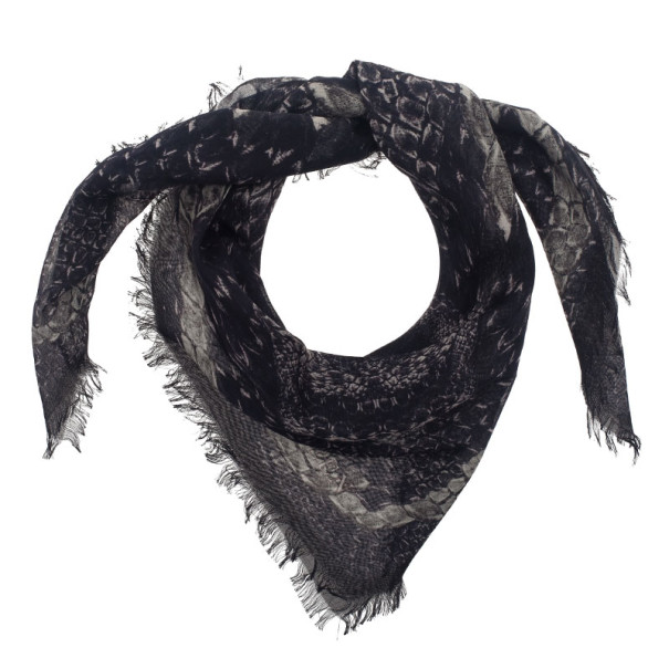 Pre Owned Alexander McQueen Black Morphing Python Square Scarf