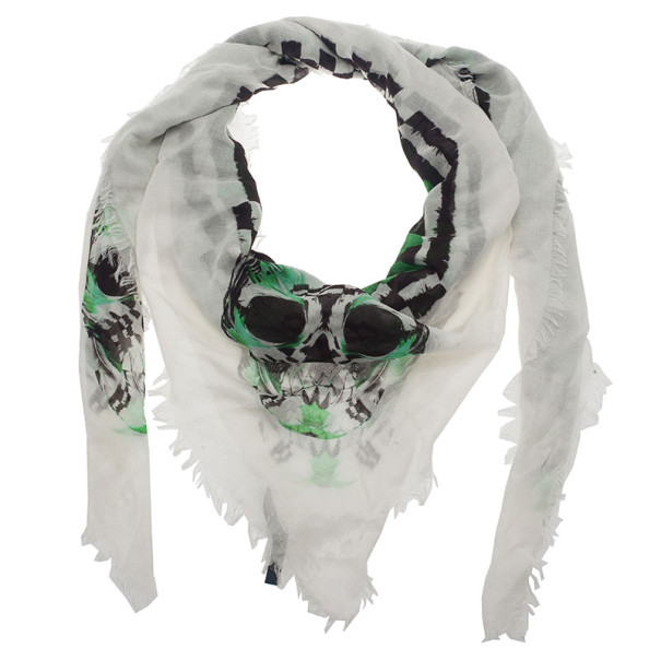 Pre Owned وشاح أليكساندر ماكوين نقوش ريشية مربع