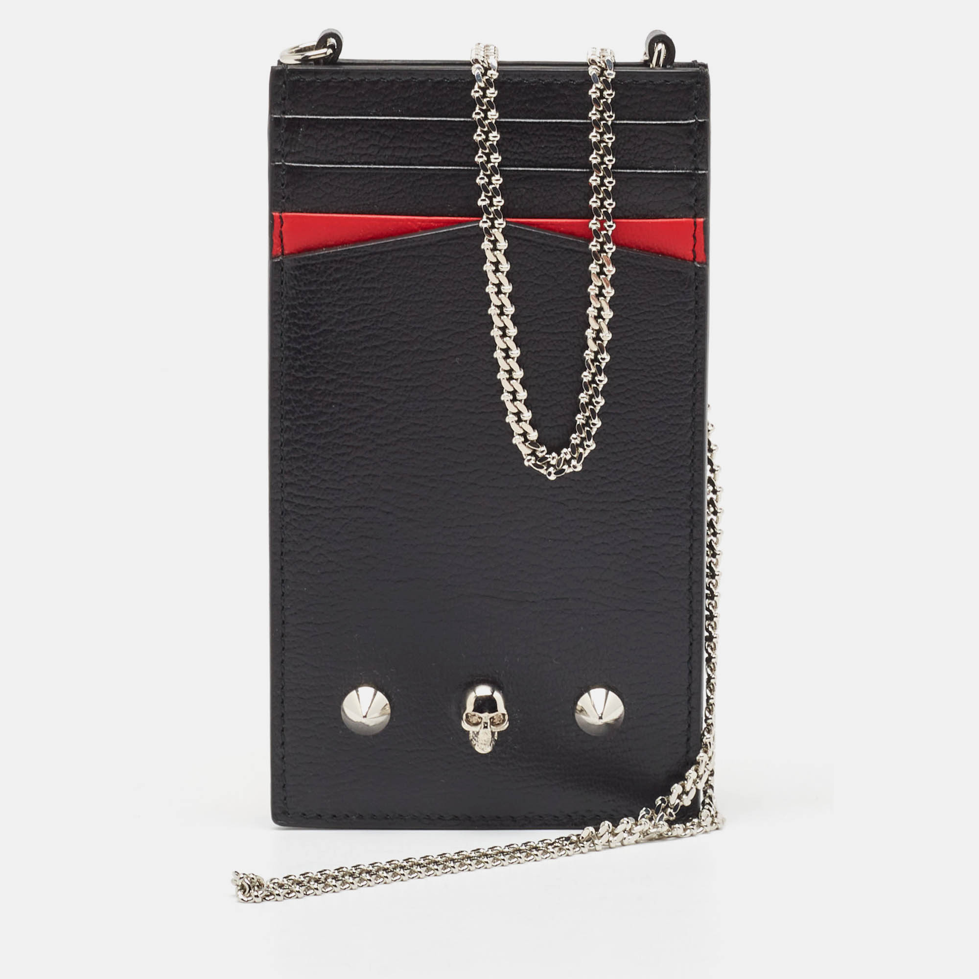 

Alexander McQueen Black/Red Leather Chain Phone Holder