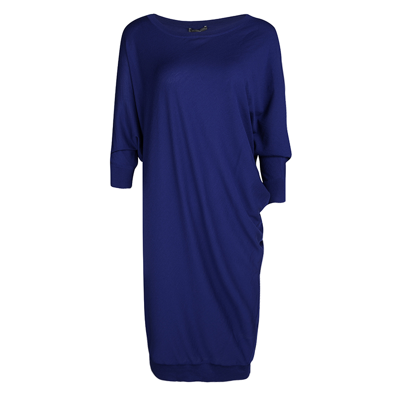 Alexander McQueen Blue Wool Dolman Sleeve Oversized Tunic L