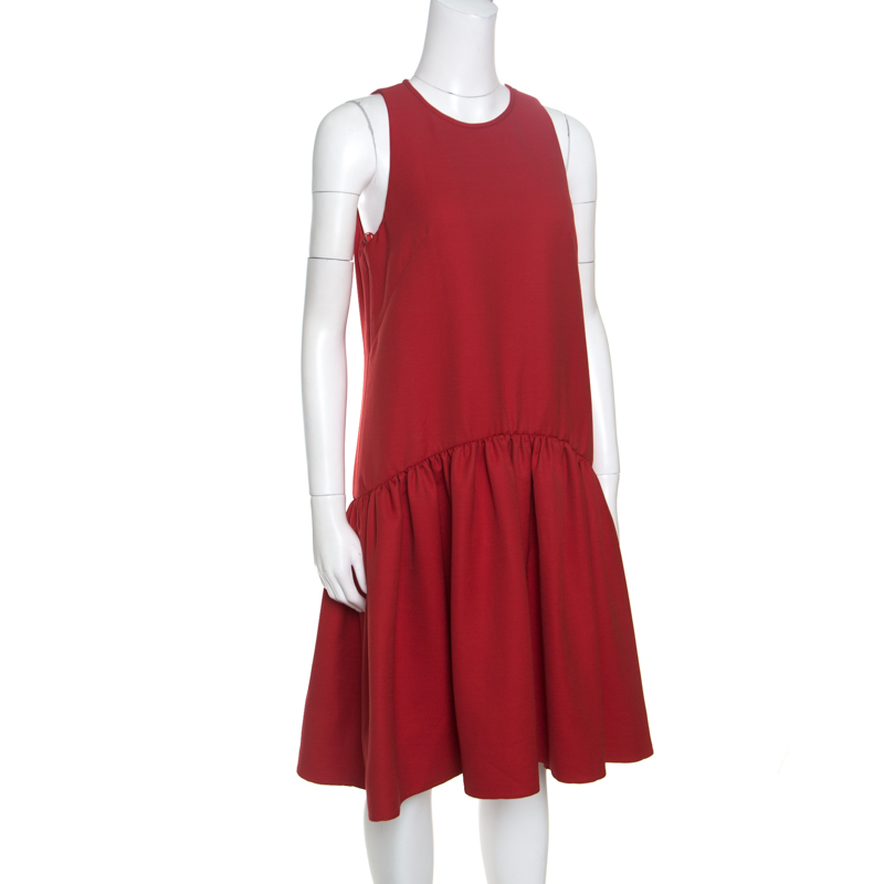

Alexander McQueen Red Pleat Detail Scuba Babydoll Dress