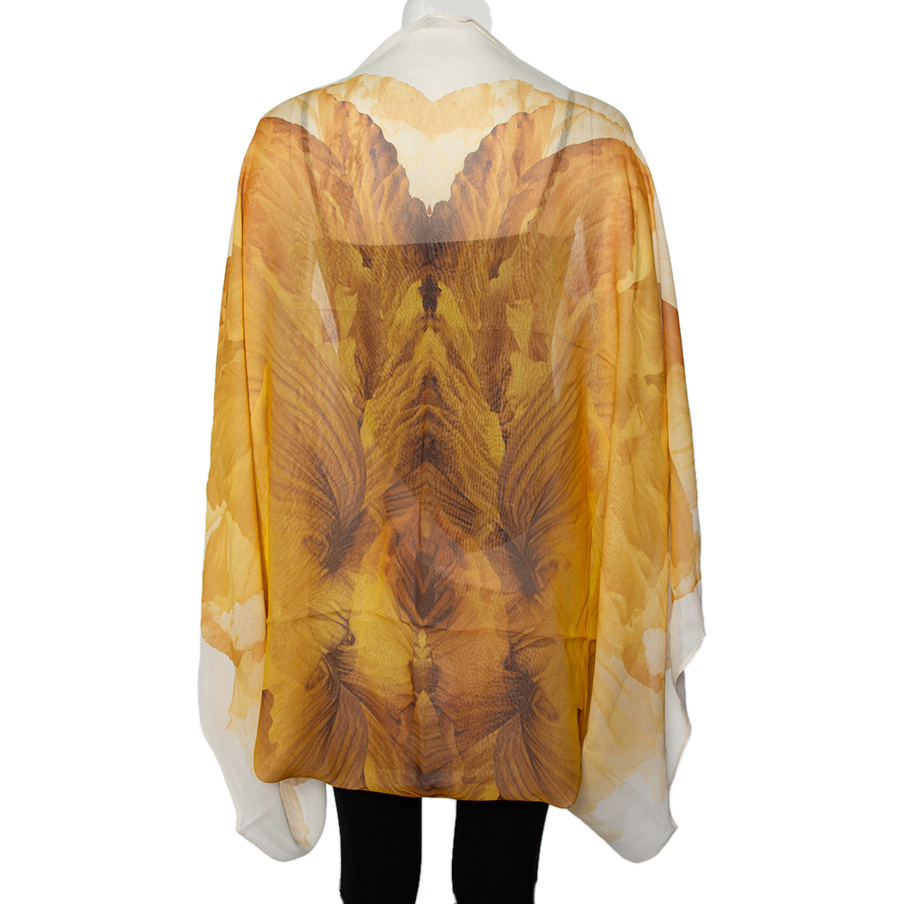 

Alexander McQueen Yellow Poppy Printed Silk Oversized Draped Shrug (Free Size)