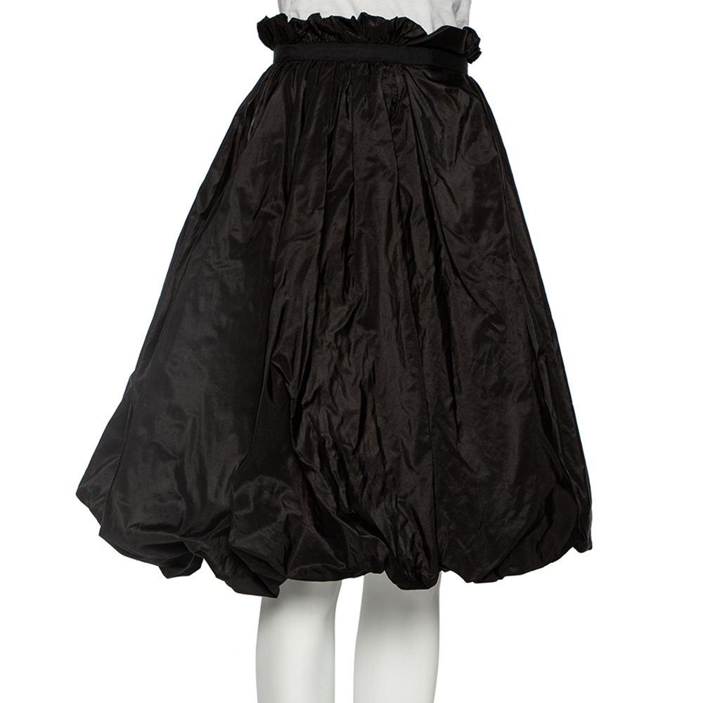 

Alexander McQueen Black Silk Taffeta Bubble Midi Skirt