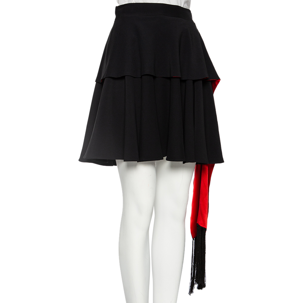 

Alexander McQueen Black Crepe & Silk Ruffled Mini Skirt