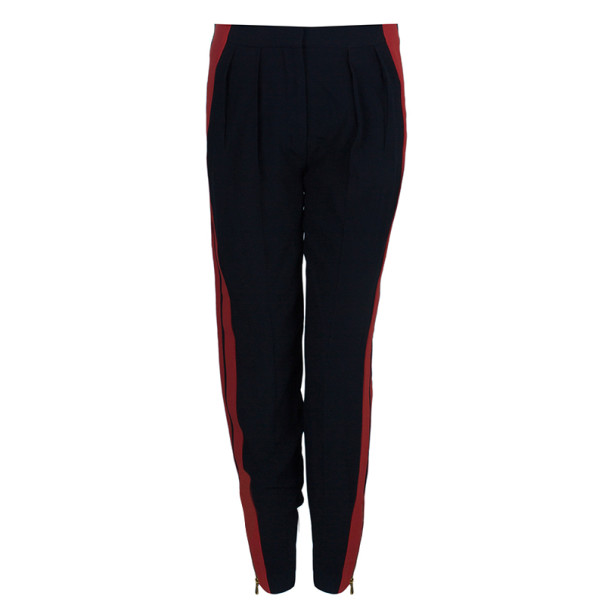 Pre Owned Alexander McQueen Contrast Stripe Crepe Track Pants S