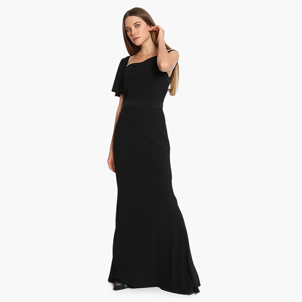 

Alexander McQueen Black Asymmetric Long Dress  (IT 46