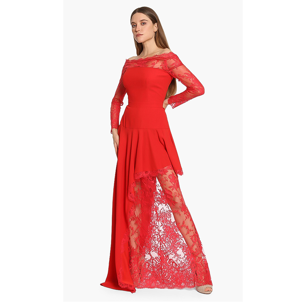 

Alexander McQueen Red Lace Evening Dress  (IT 48