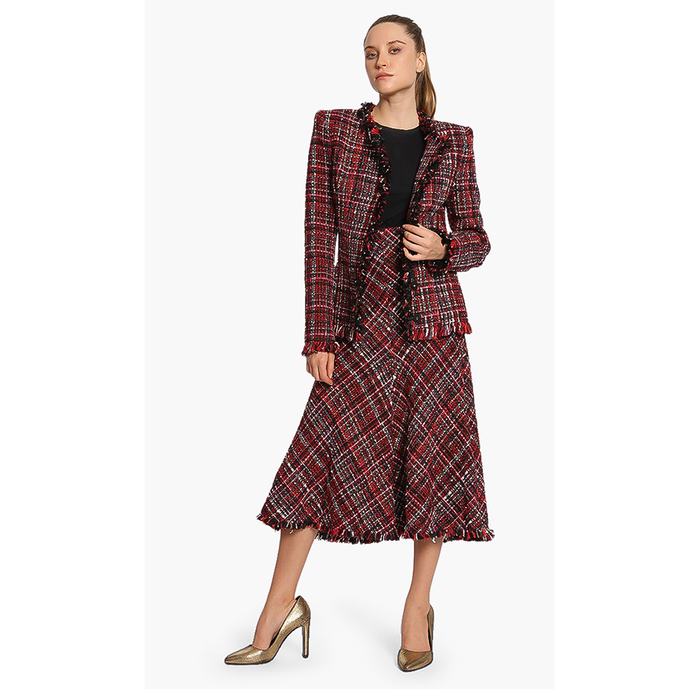 

Alexander McQueen Red Tweed A-Line Skirt  (IT 46