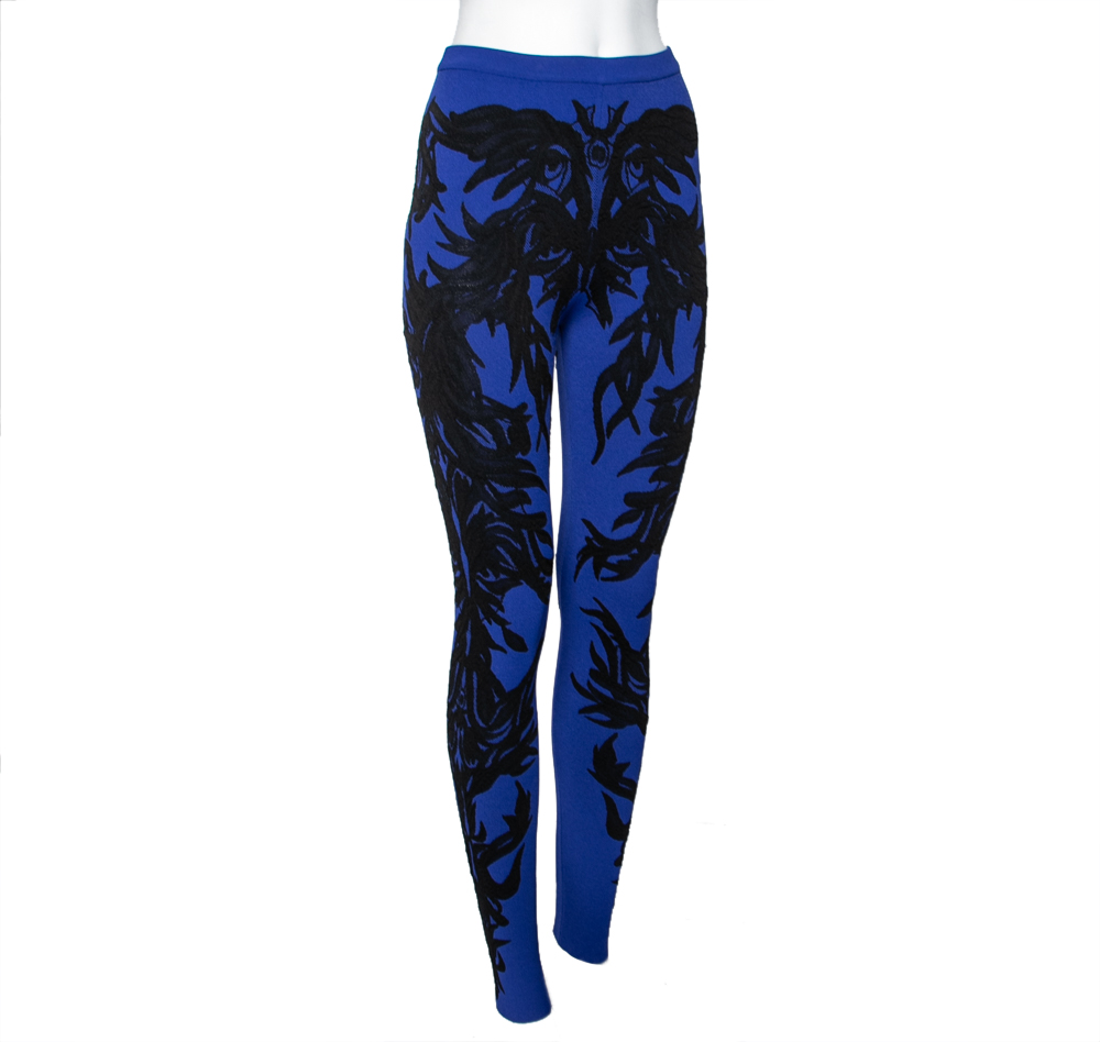 

Alexander McQueen Blue Knit & Spine Lace Jacquard Leggings