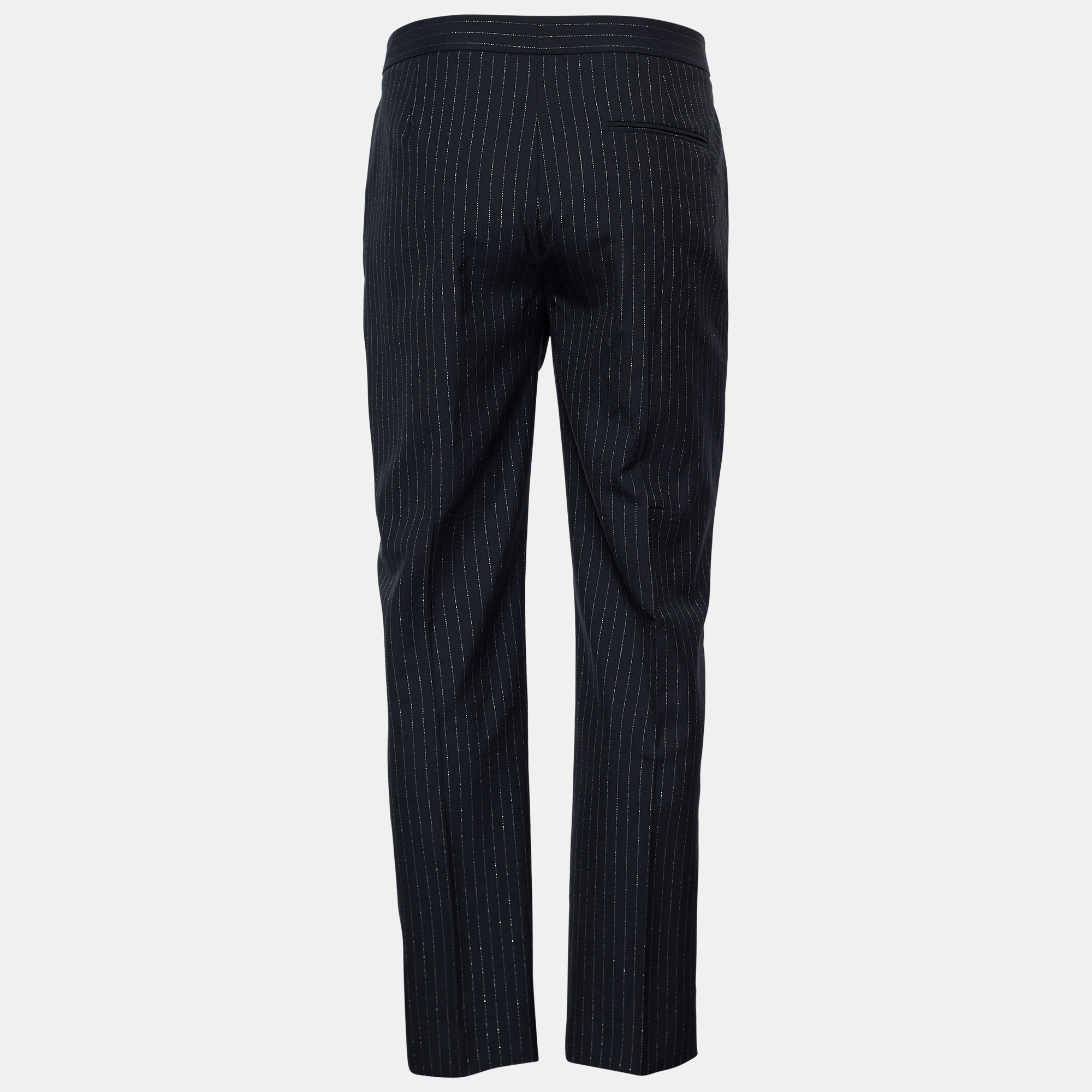 

Alexander McQueen Black Lurex Pinstriped Wool Cropped Trousers