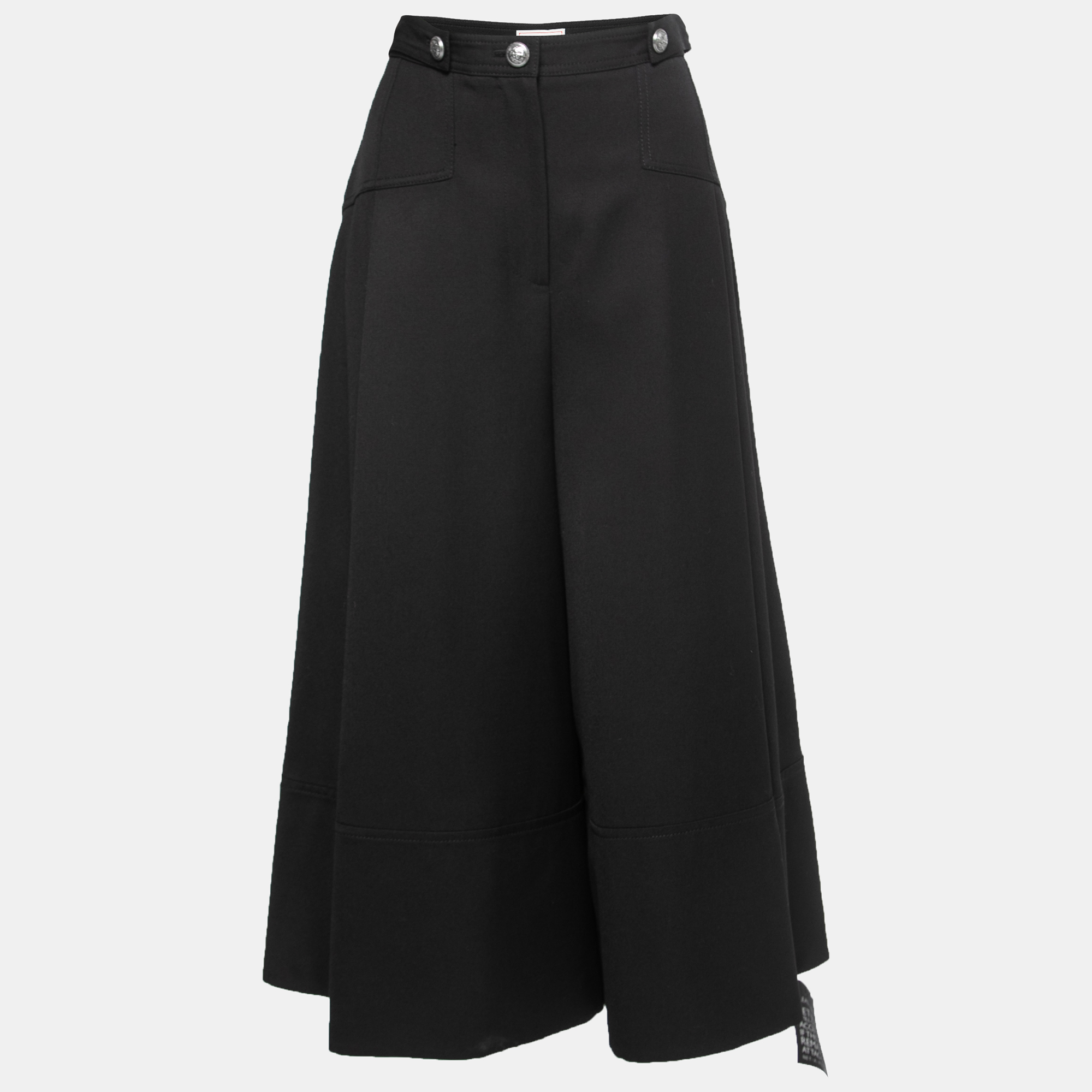 Pre Owned Alexander McQueen Black Wool Flared Skirt L