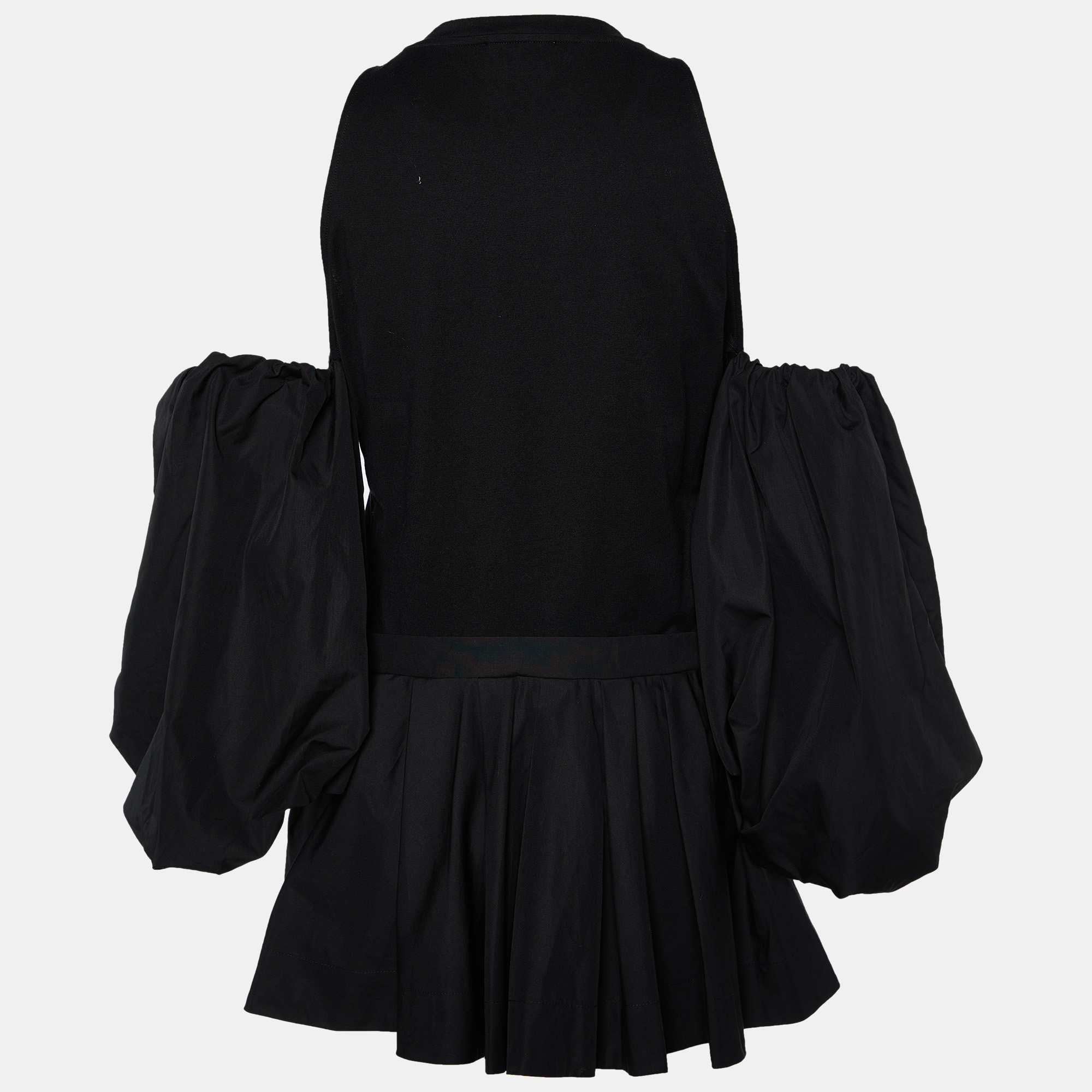 

Alexander McQueen Black Cotton Knit Pleated Cut Out Balloon Sleeve Top