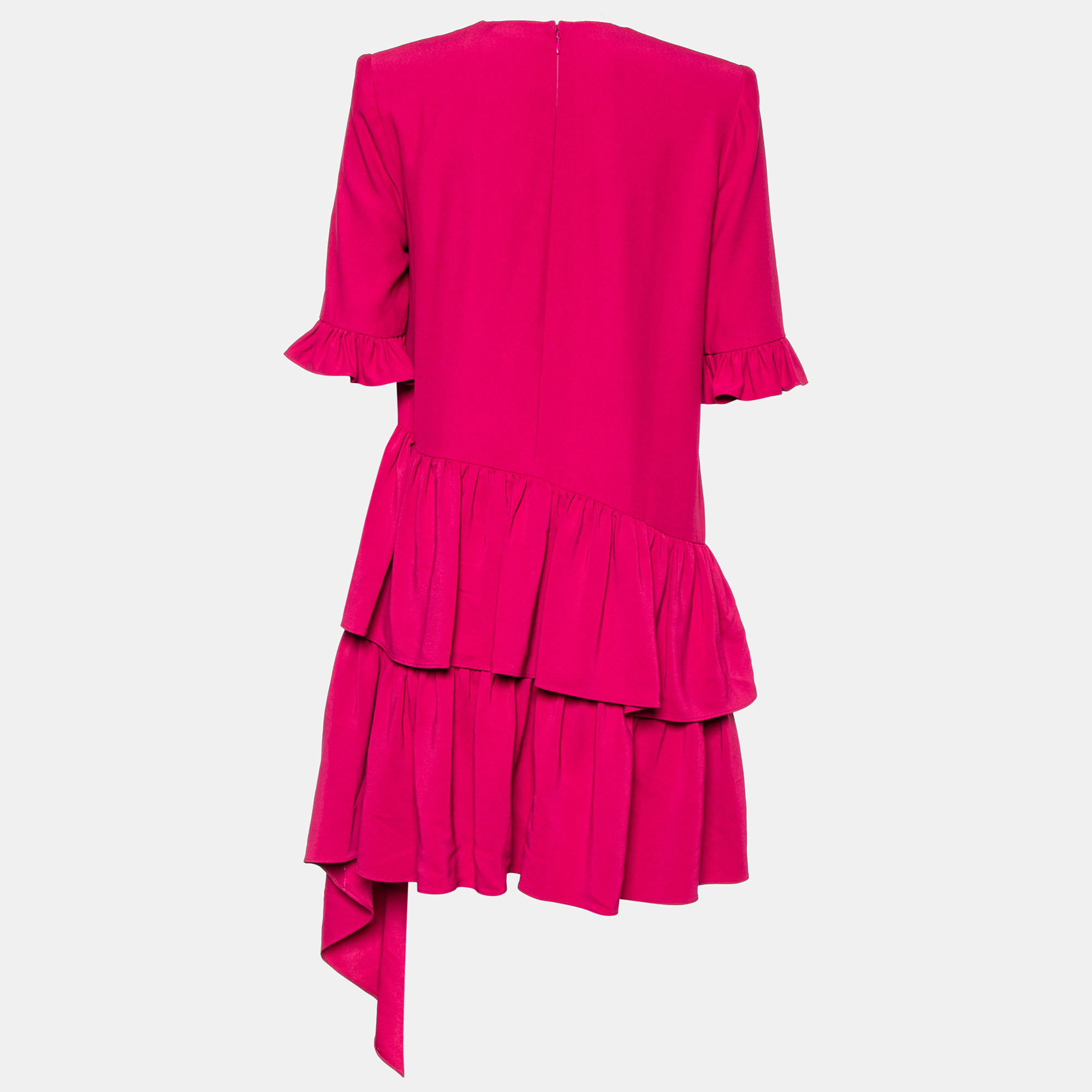 

Alexander McQueen Pink Crepe Ruffled Tiered Mini Dress