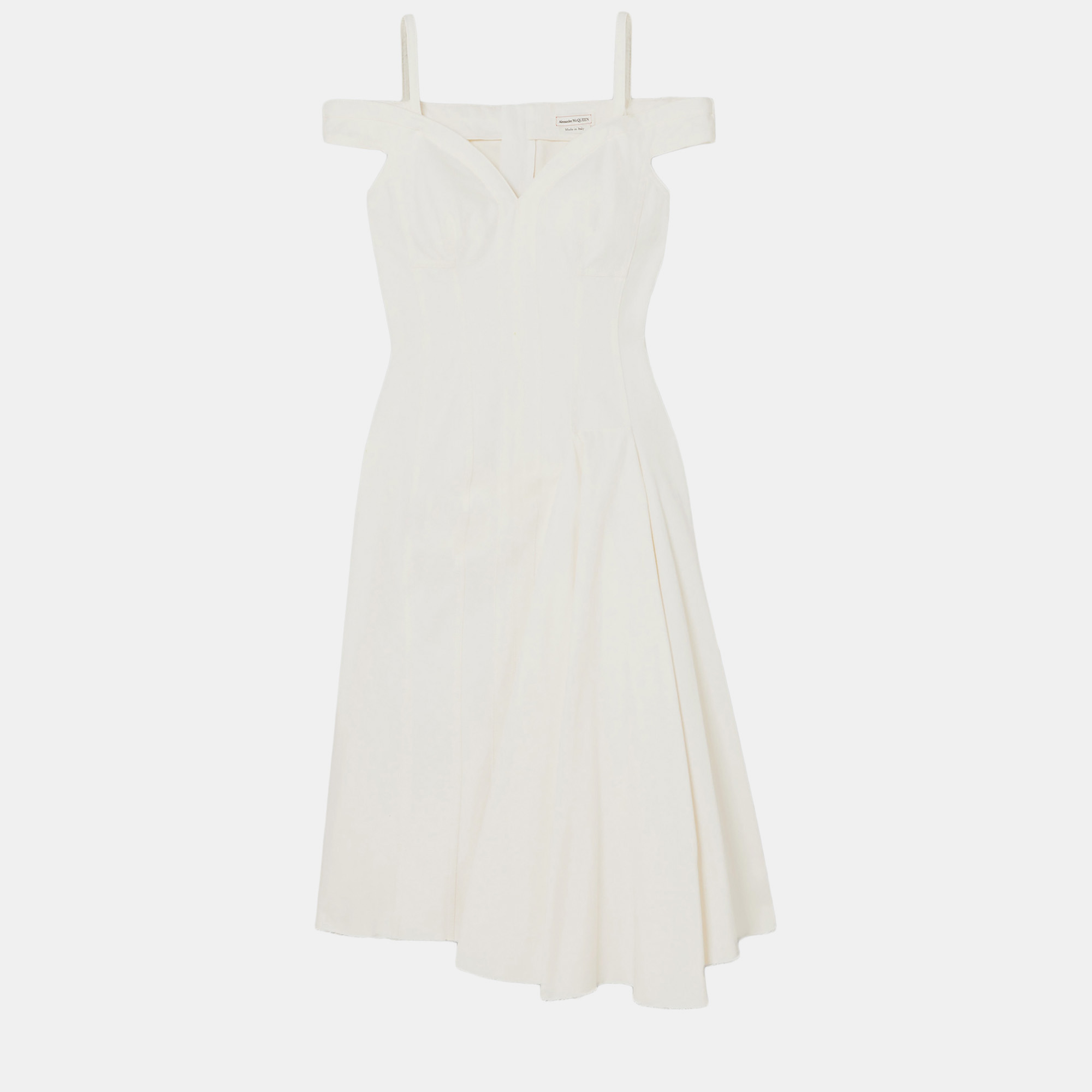 Pre-owned Alexander Mcqueen Cotton Midi Dresses 36 In White