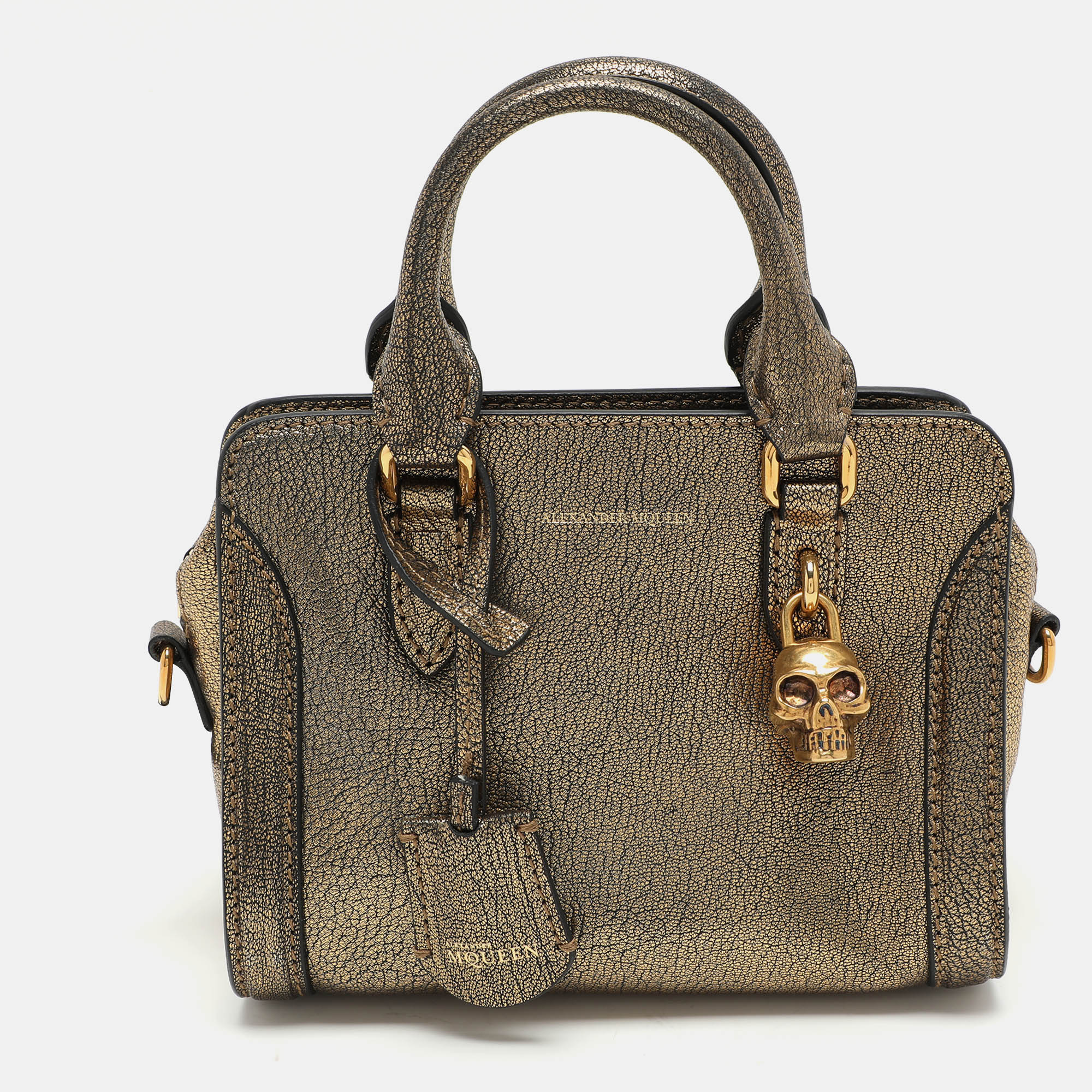 

Alexander McQueen Gold Textured Leather Heroine Satchel