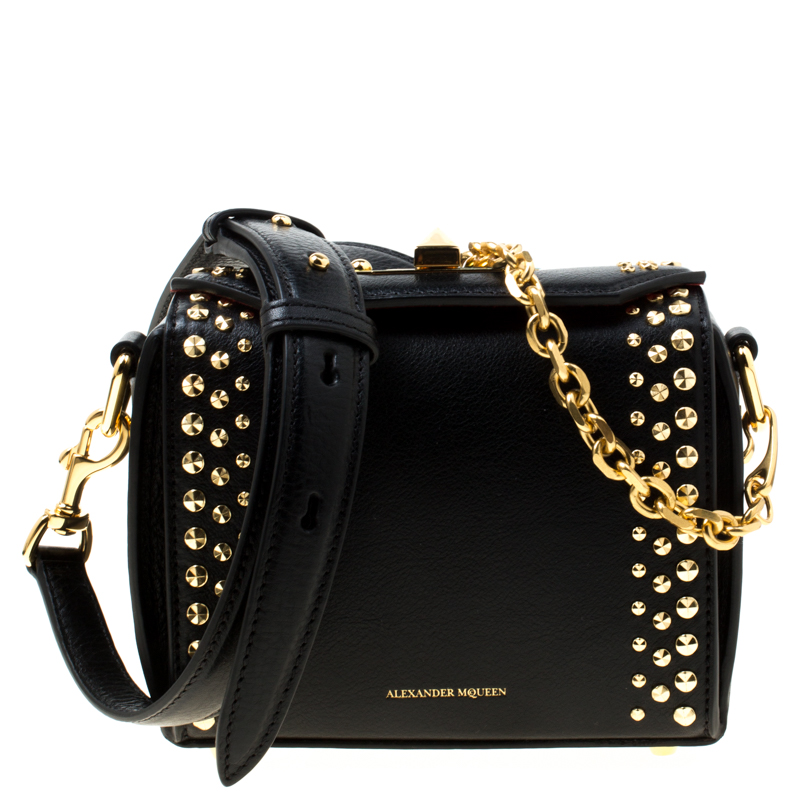 Alexander McQueen Black Leather Box Shoulder Bag 