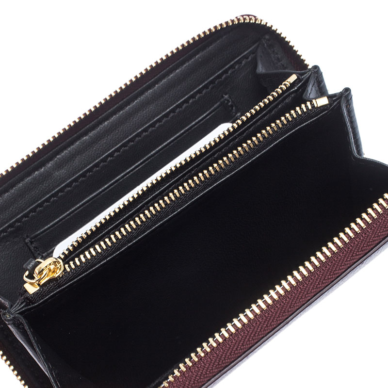 

Alexander McQueen Burgundy Leather Zip Around Compact Wallet