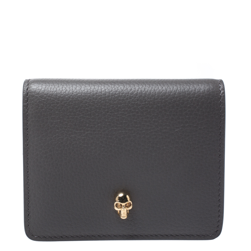 Alexander McQueen Grey Leather Skull Bifold Wallet