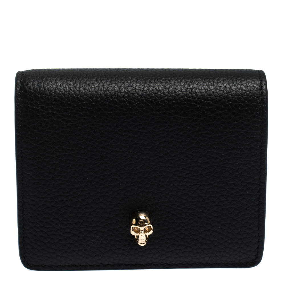 Alexander McQueen Black Leather Skull Bifold Wallet