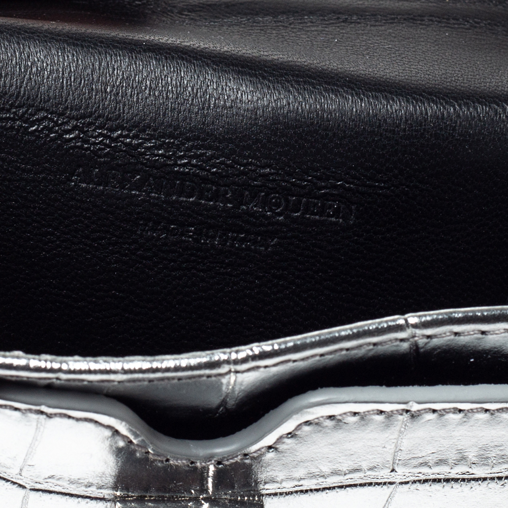 

Alexander McQueen Silver Croc Embosed Leather Card Holder