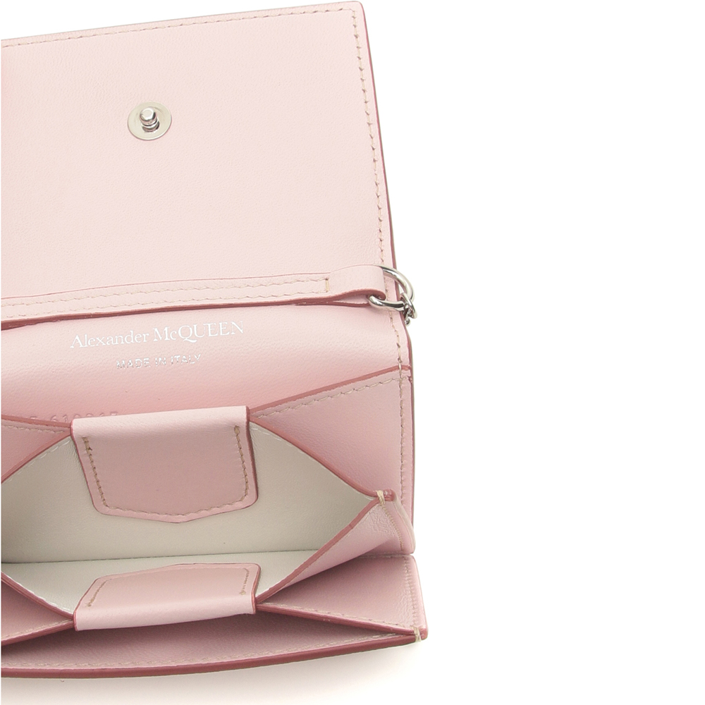 

Alexander McQueen Rose Bud Leather Chain Wallet, Pink