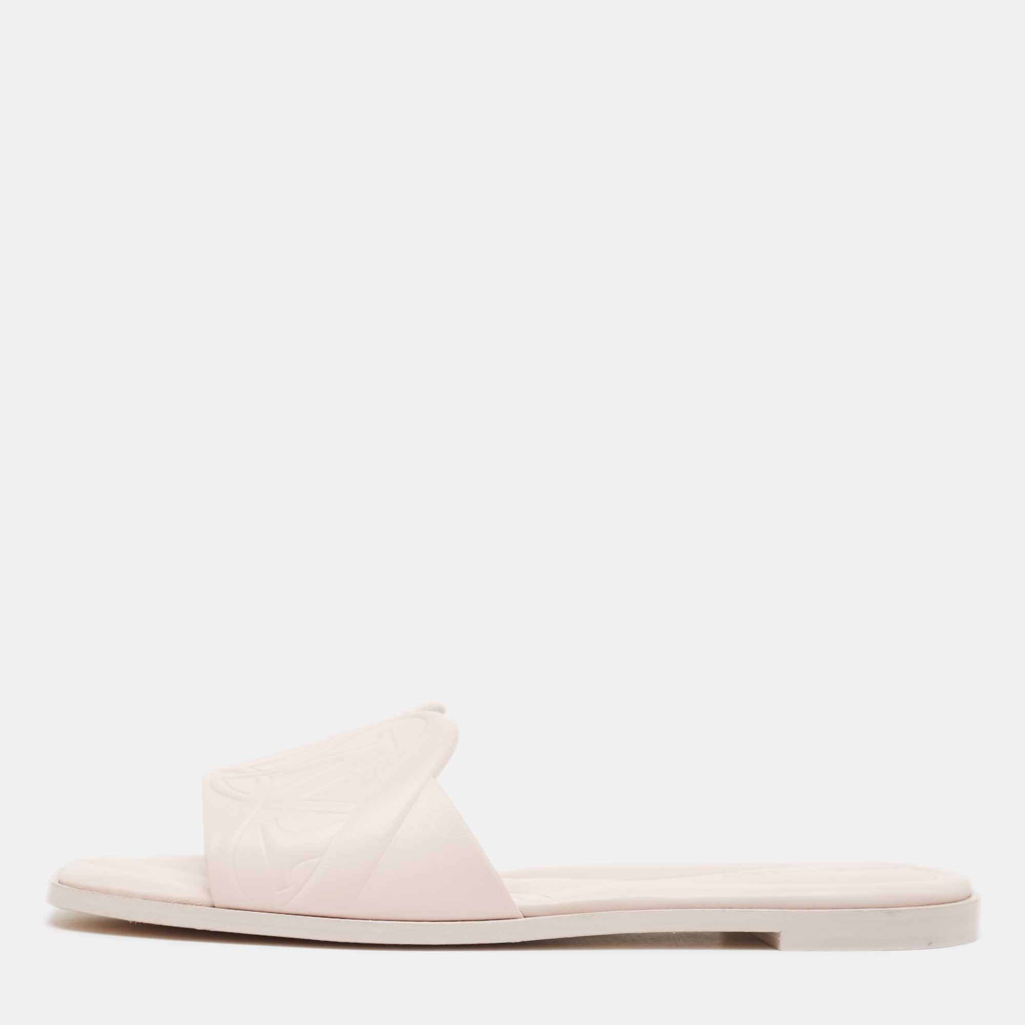 

Alexander McQueen Light Pink Leather Flat Slides Size