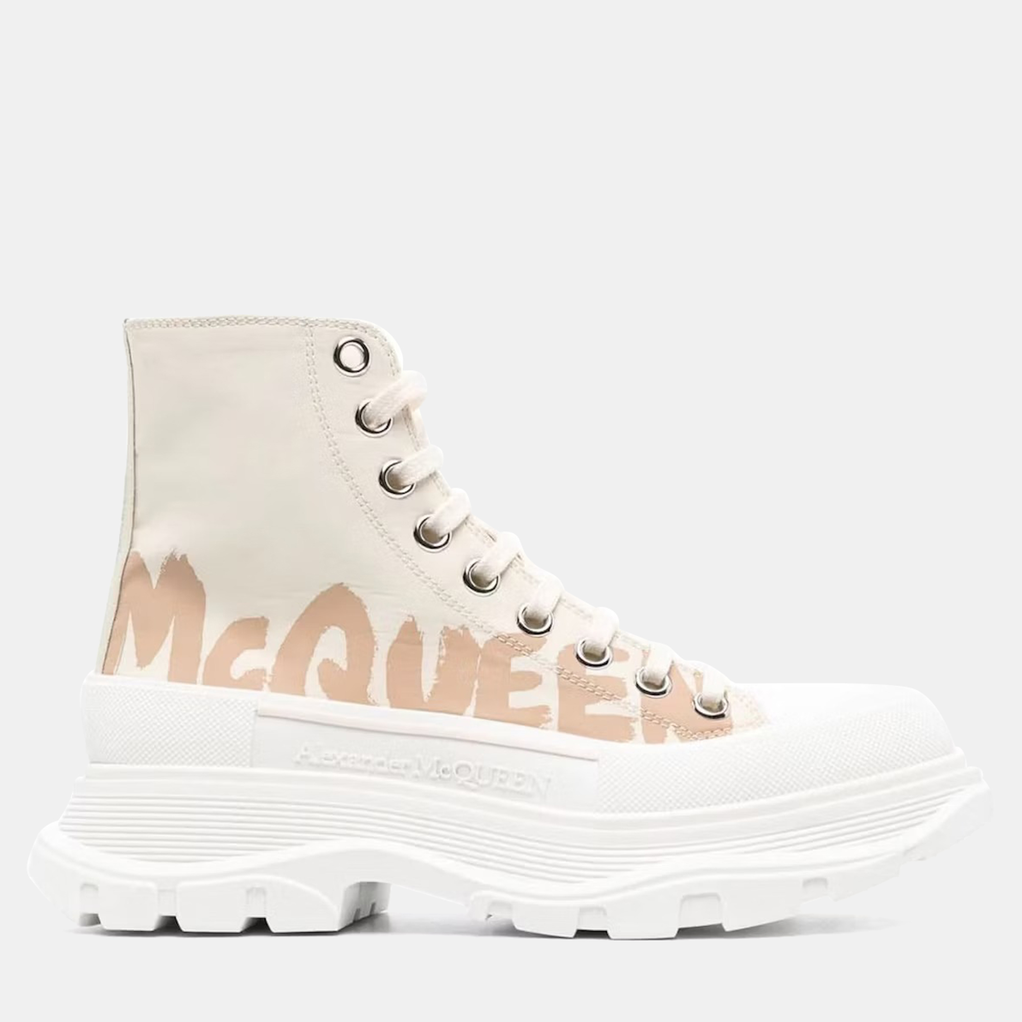 

Alexander McQueen Beige Tread Slick High Top Sneaker