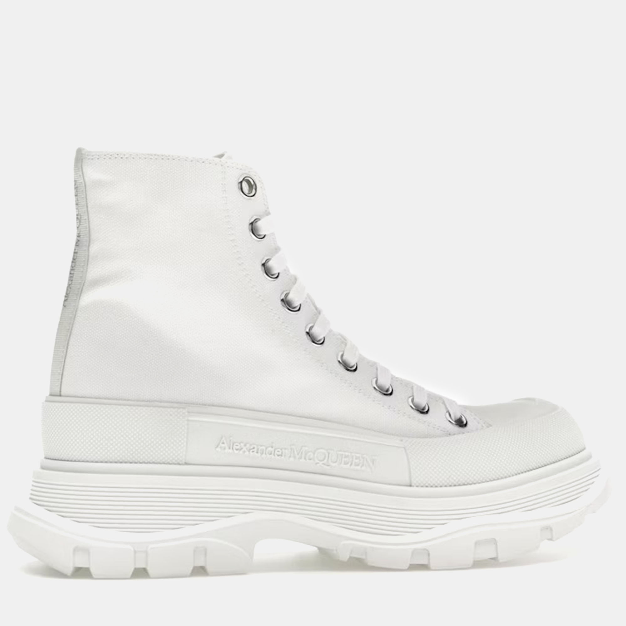 

Alexander McQueen White Tread Slick Lace Up Boots Size EU