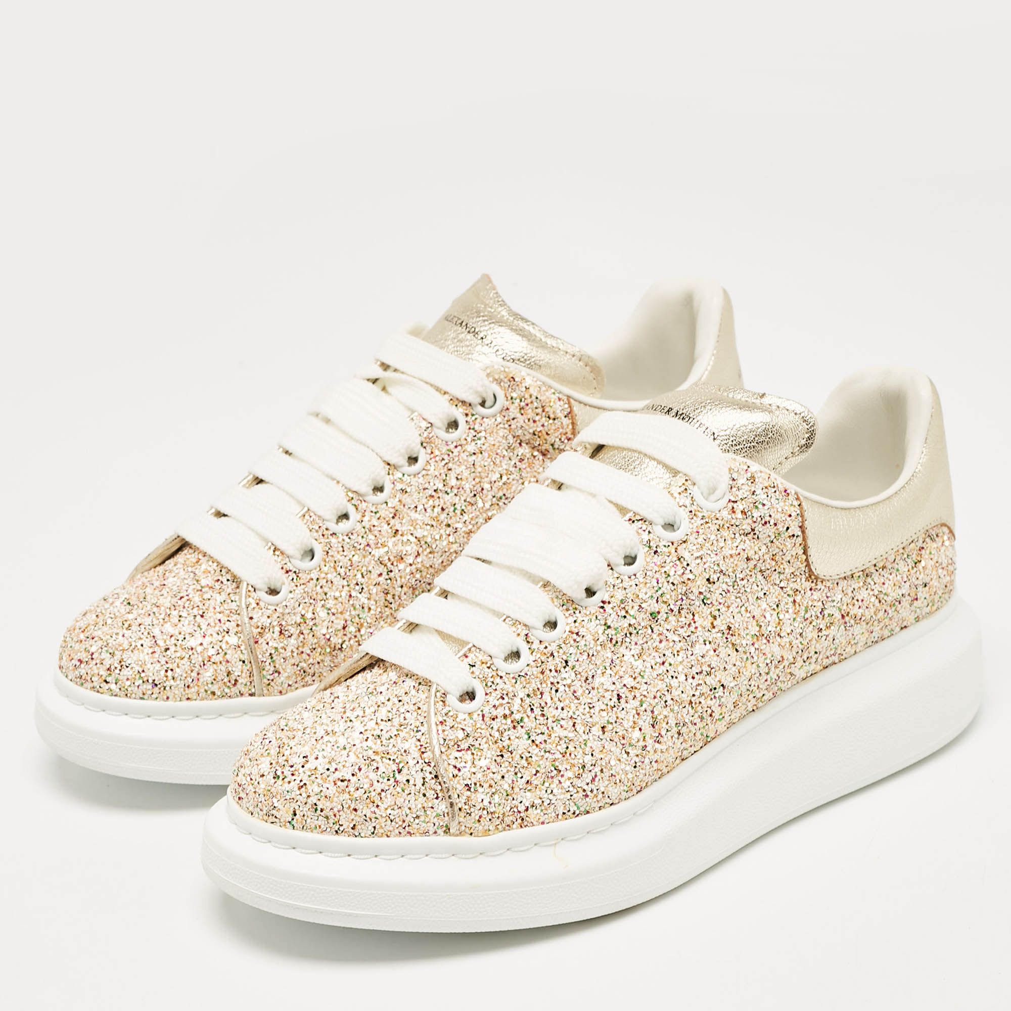 Alexander McQueen Multicolor Sparkle Glitter Oversized Sneakers Size 41 