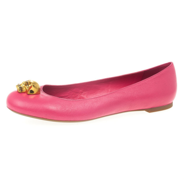 Pre Owned Alexander McQueen Pink Skull City Ballet Flats Size 39.5