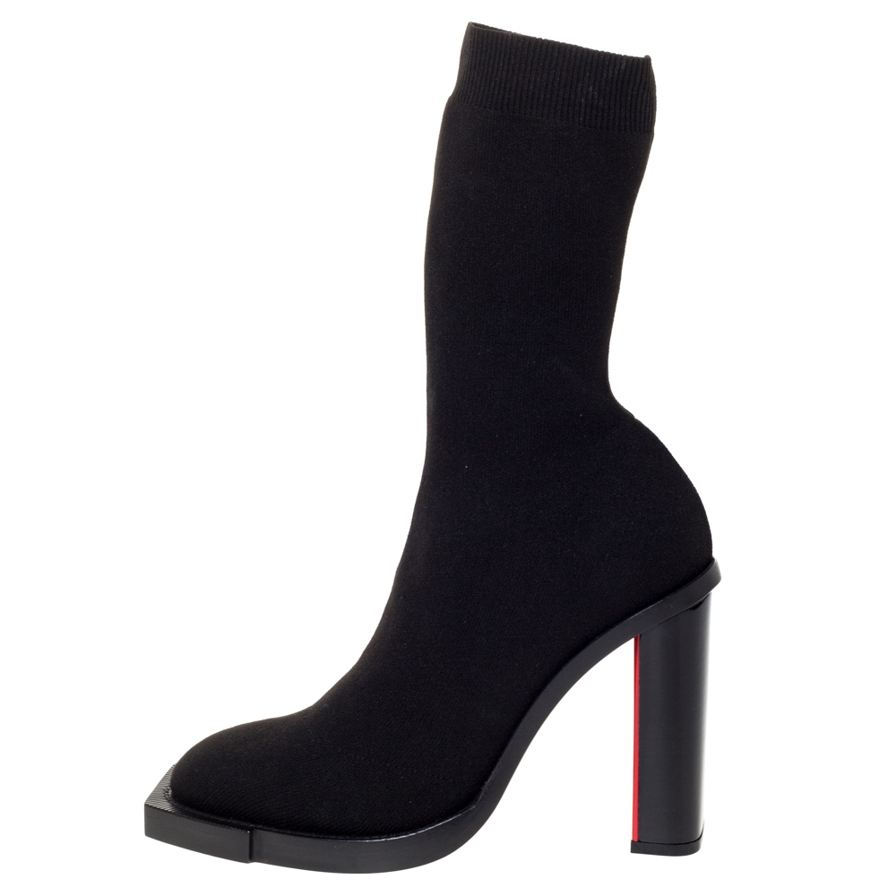 

Alexander McQueen Black Stretch Knit New Hybrid Ankle Booties Size
