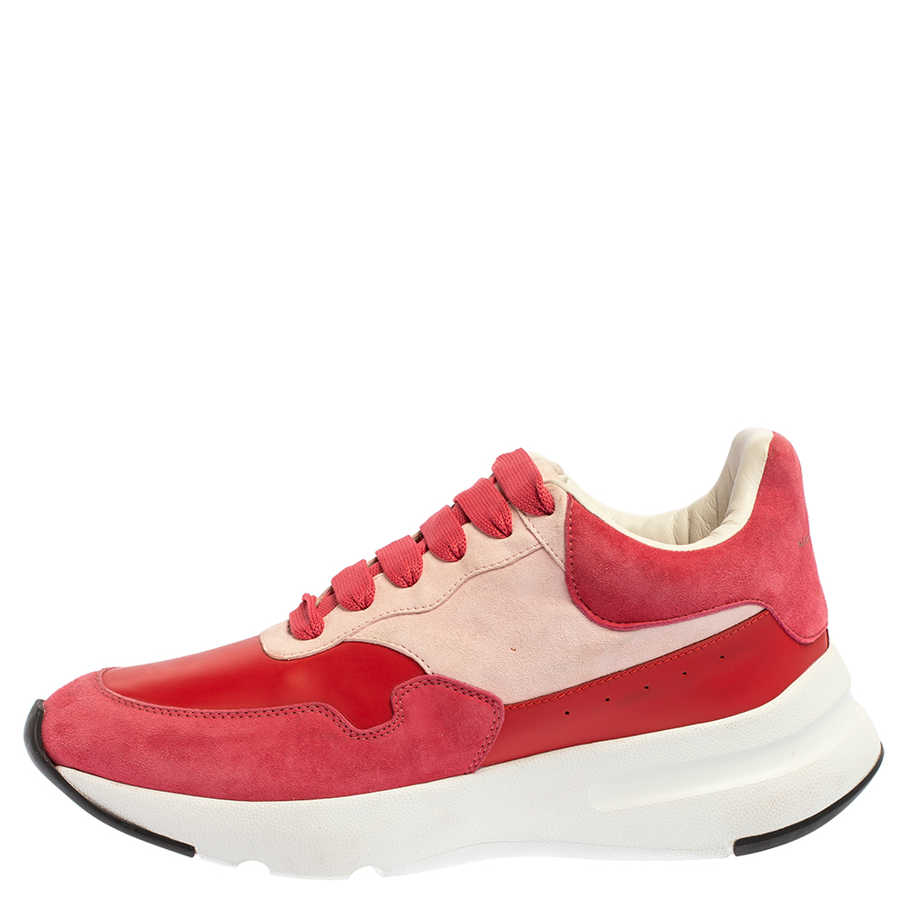 

Alexander McQueen Red/Pink Suede Leather Low Top Sneakers Size