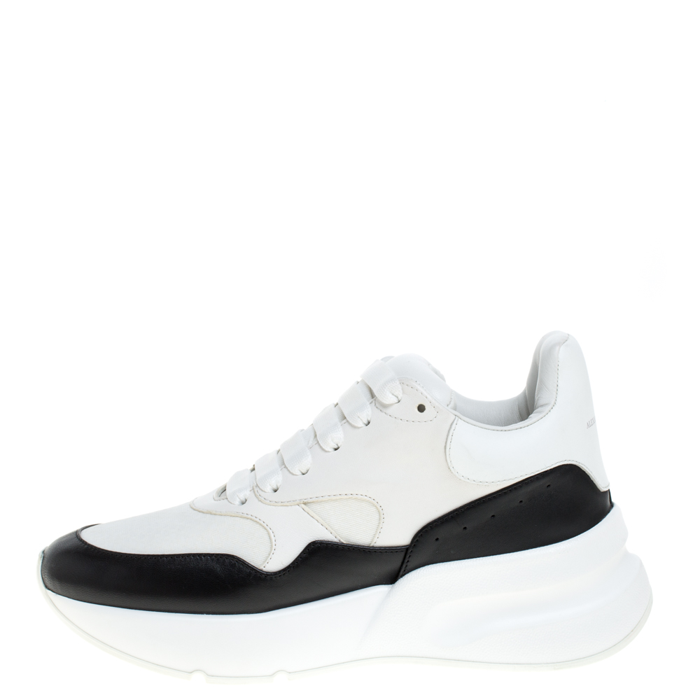 

Alexander McQueen White/Black Leather Oversized Sole Runner Sneakers Size