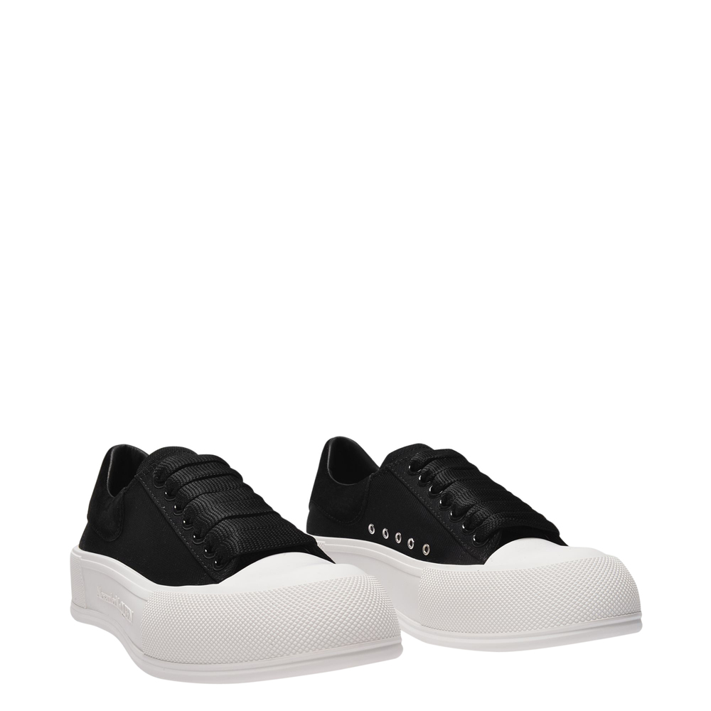 

Alexander McQueen Black/White Canvas Deck Lace Up Plimsoll Sneakers Size EU