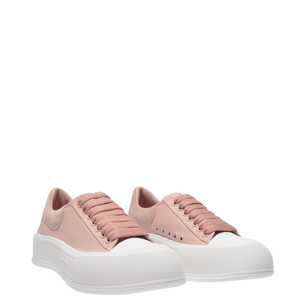 

Alexander McQueen Pink/White Canvas Deck Lace Up Plimsoll Sneakers Size EU