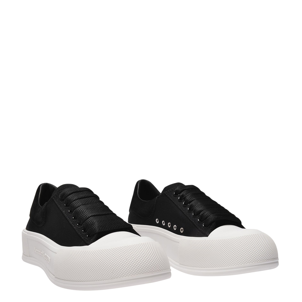 

Alexander McQueen Black/White Canvas Deck Lace Up Plimsoll Sneakers Size EU