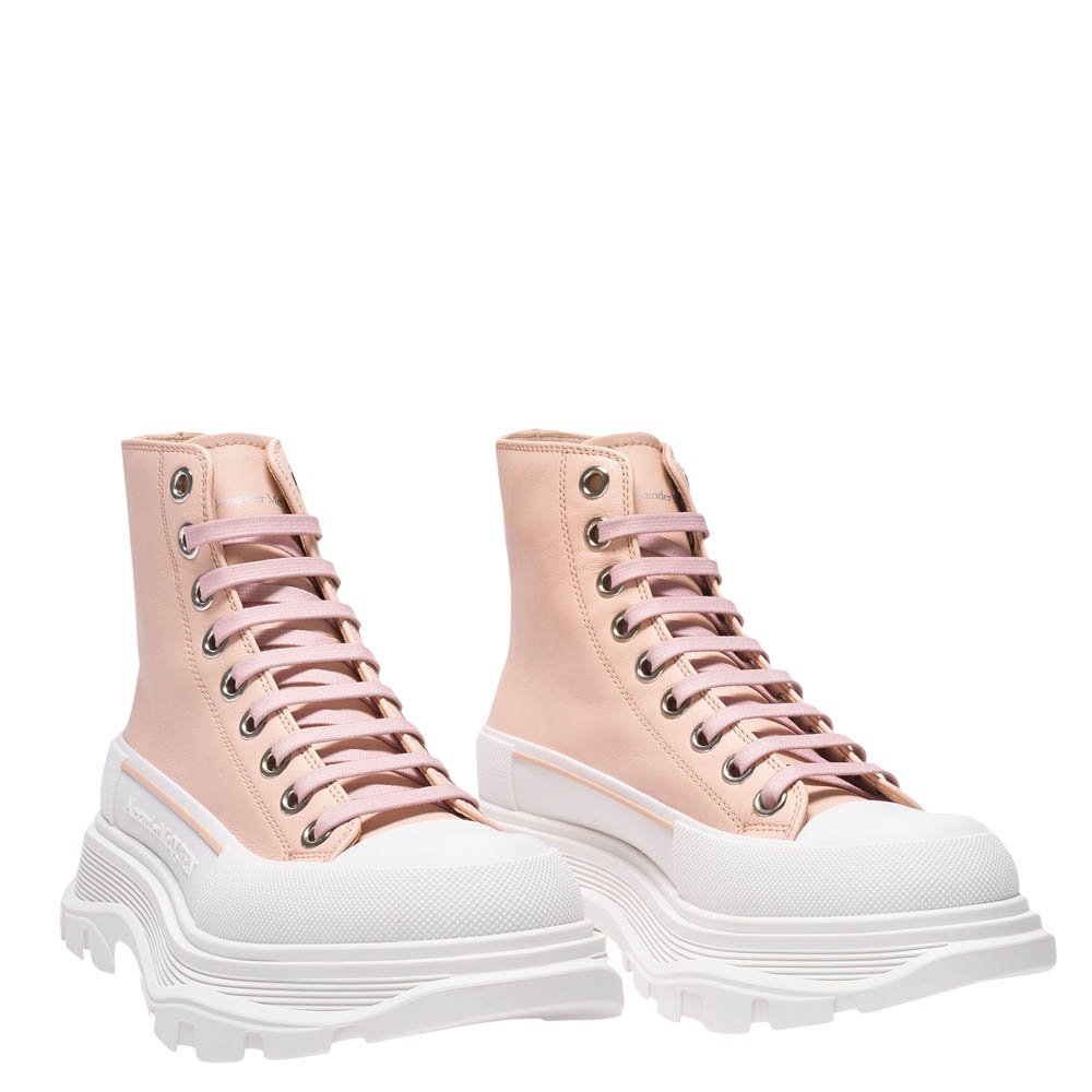 

Alexander McQueen Pink Leather Tread Slick Sneakers Size EU