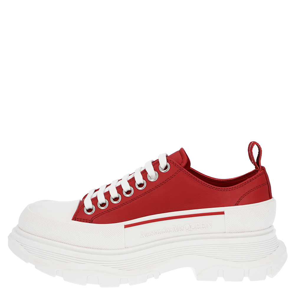 

Alexander McQueen Red/White Tread Slick lace-up Sneakers Size