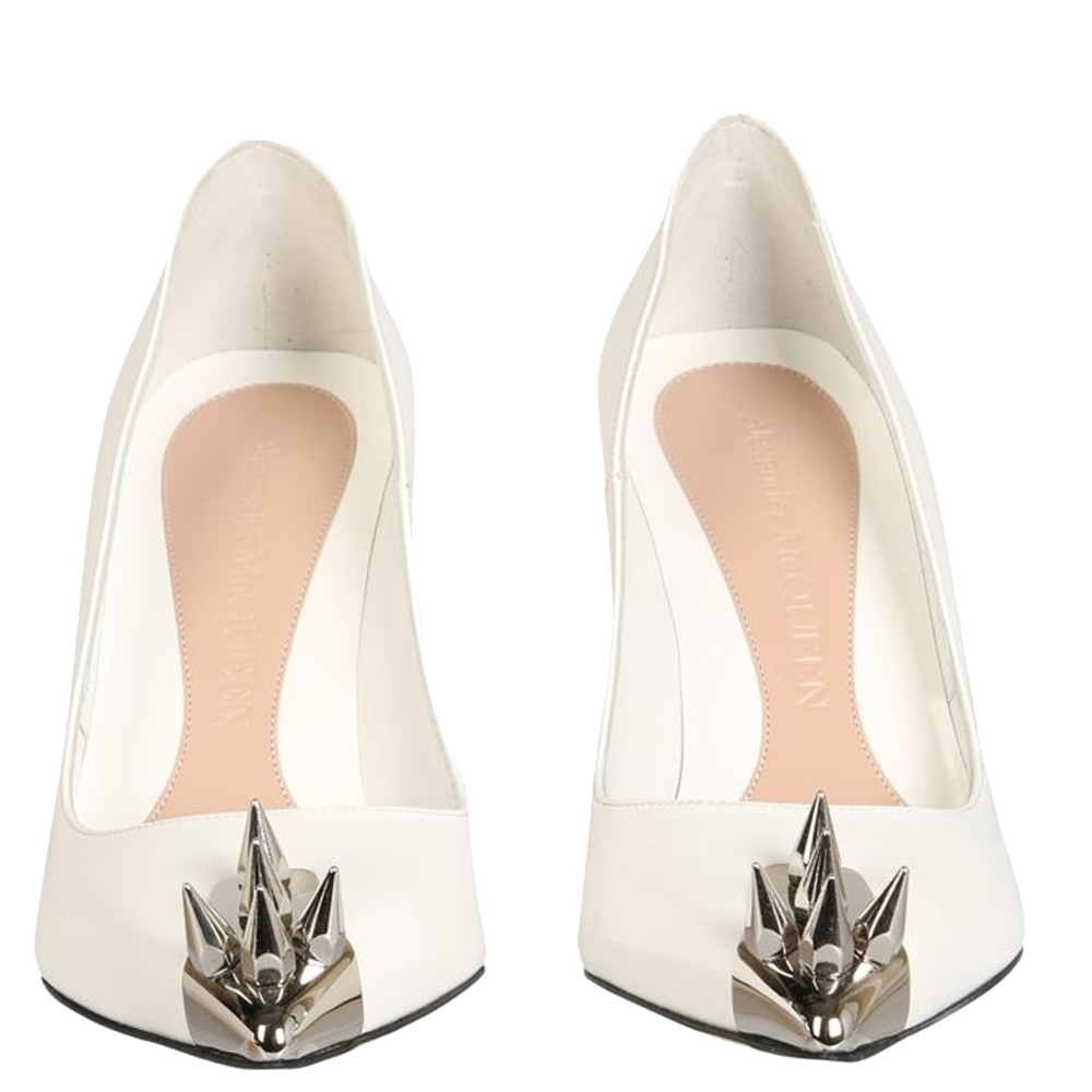 

Alexander McQueen White Leather Punk Stud Pumps Size IT