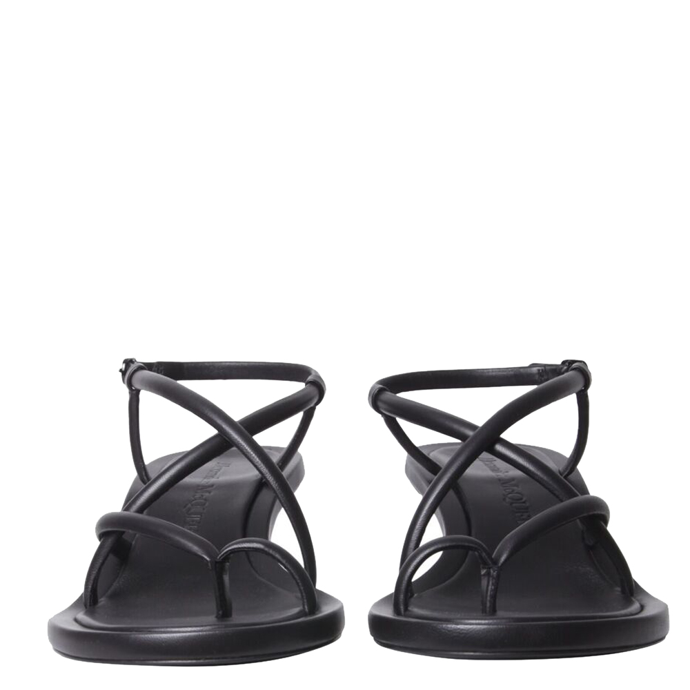 

Alexander McQueen Black Leather Strappy Sandals Size IT